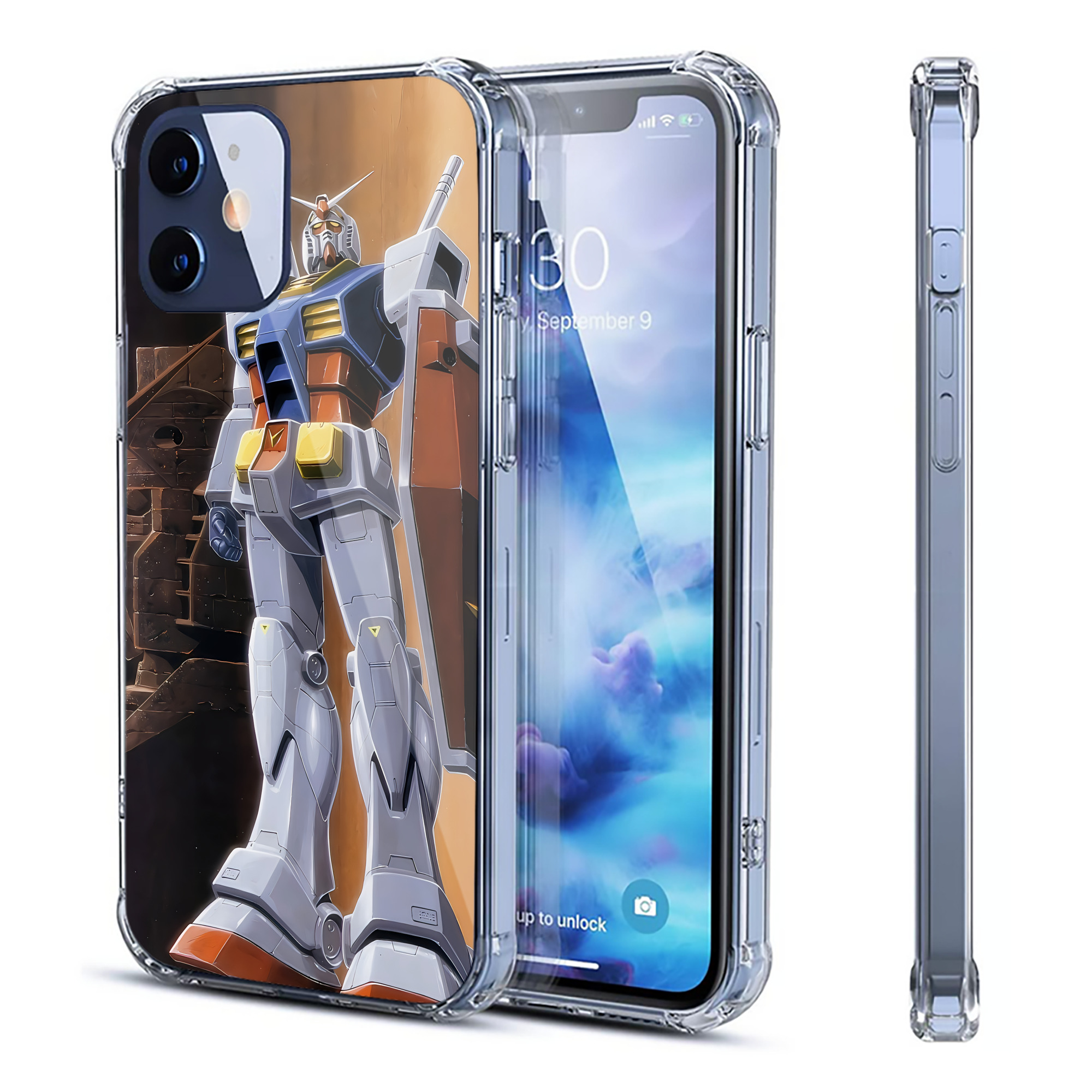 （画像用） 機動戦士ガンダム Mobile Suit Gundam 【iPhone 12シリーズ対応】透明スマホケース（クリアソフトケース）
